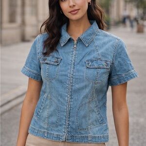 French Cuff Blue Cotton Jacket size:XL